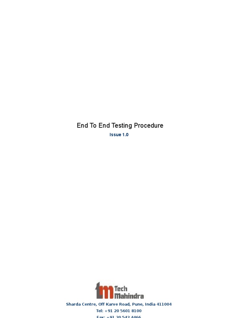 End to End Testing Procedure Guide | PDF | Business Process ...