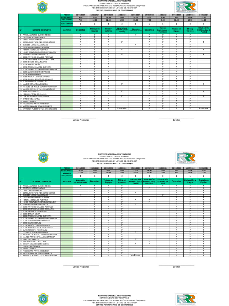Registro de Asistencia PRRR Ocotepeque | PDF