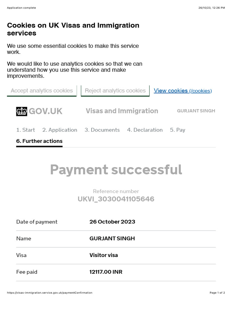 UK Visa Application Confirmation | PDF
