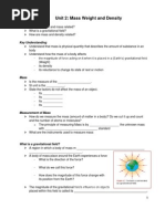 Mass Weight Density Notes