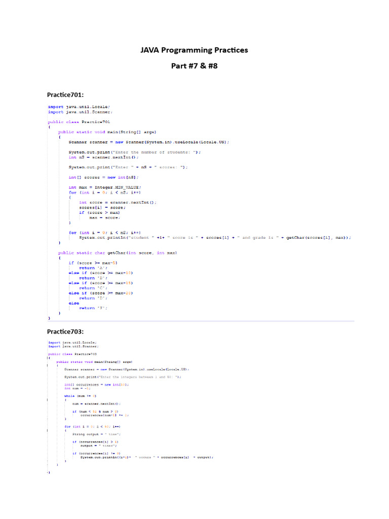 JAVA Programming Practices#7 | PDF