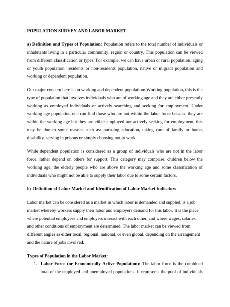Labor Market Dynamics and Population Types | PDF | Labour Economics ...