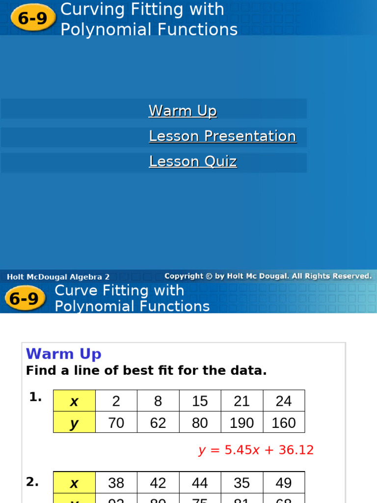 6-9 Curve Fitting With Polynomial Functions | PDF | Polynomial | Curve