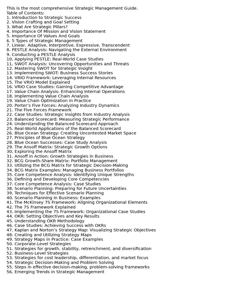 This Is The Most Comprehensive Strategic Management Guide | PDF ...
