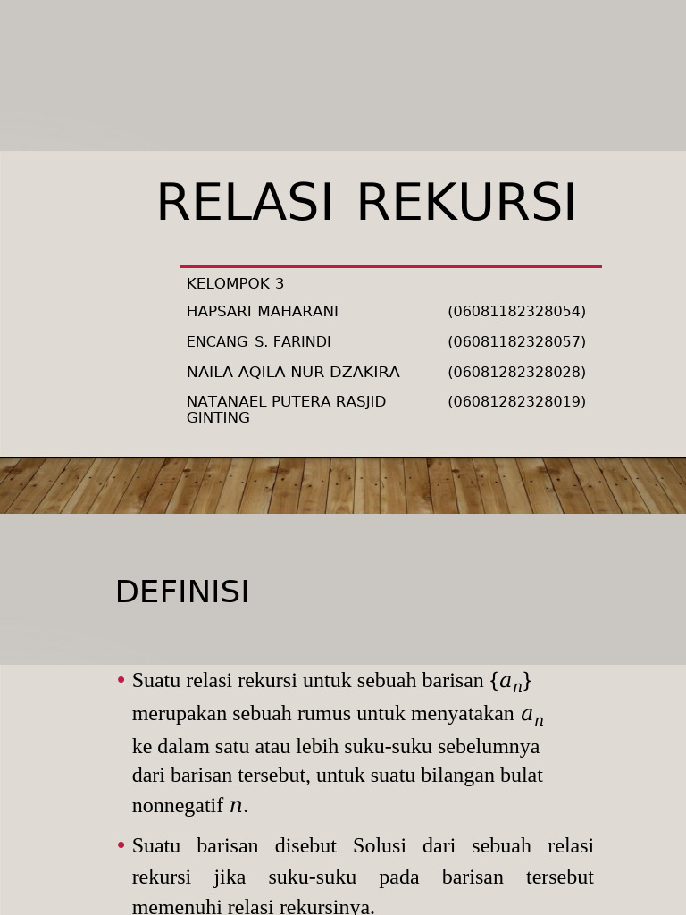 Relasi Rekursi: Definisi dan Contoh | PDF