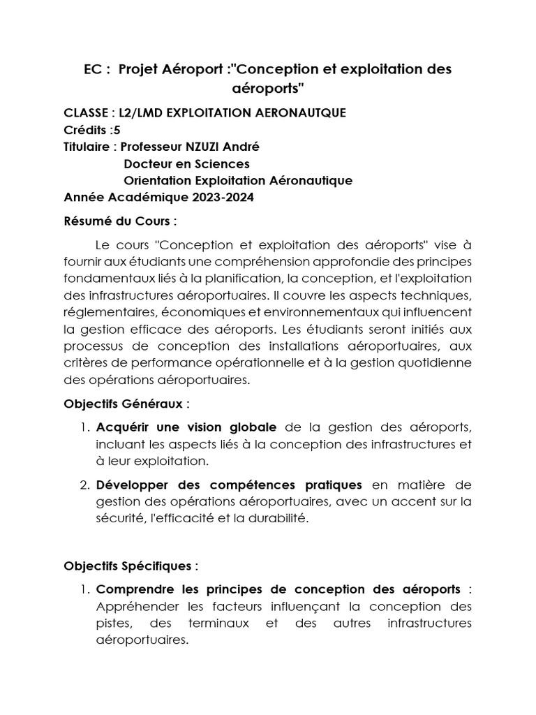 Conception et exploitation aéroportuaire | PDF | Avion de ligne ...