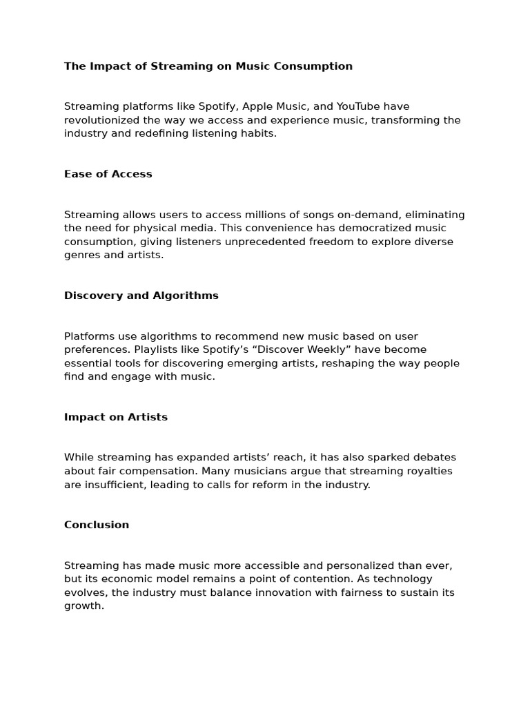 The Impact of Streaming On Music Consumption | PDF