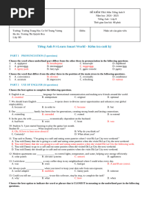 785106796 Tiếng Anh 9 i Learn Smart World Kiểm Tra Cuối Kỳ 1 Key