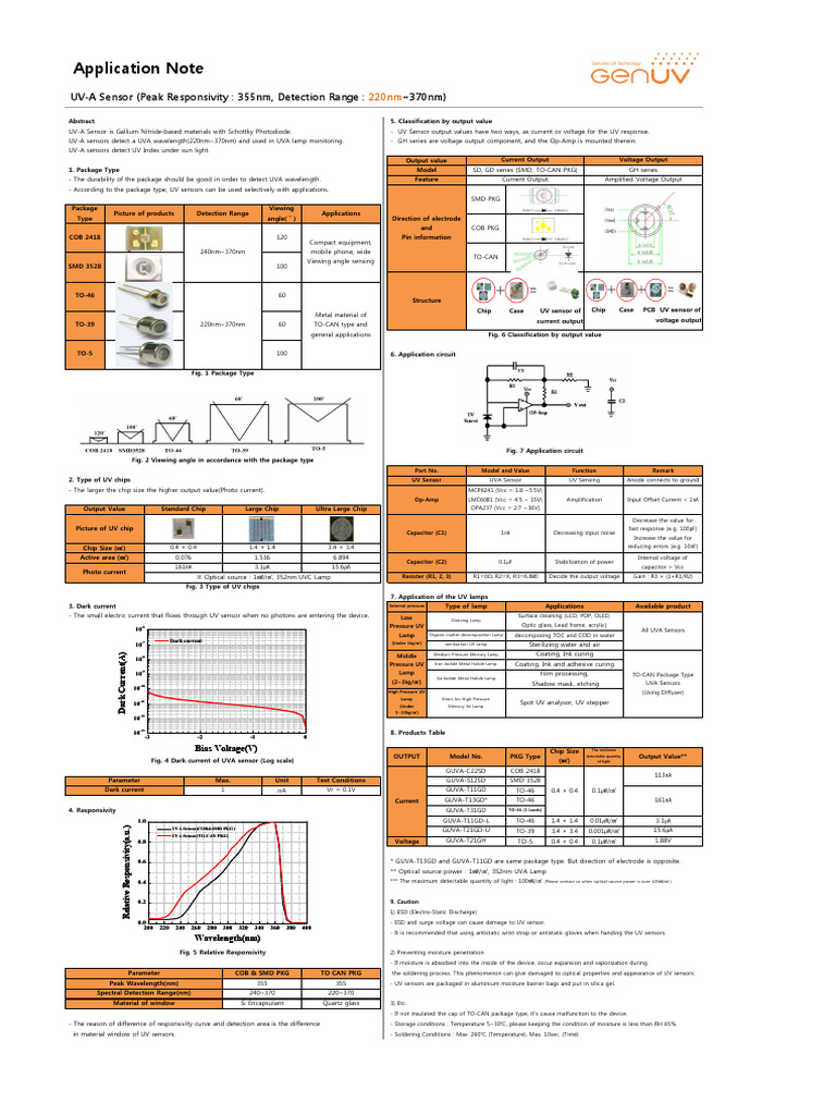 UV-A Sensor Specifications and Applications | PDF | Ultraviolet ...