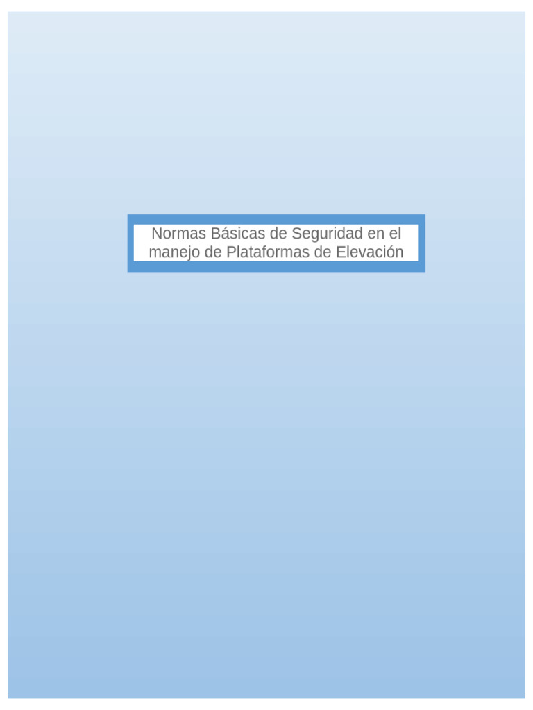 Seguridad en Plataformas de Elevación | PDF