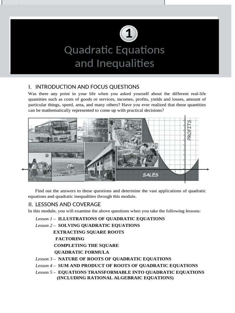 9 Math Lm_u1.m1.v1.0 Wil | PDF | Quadratic Equation | Equations