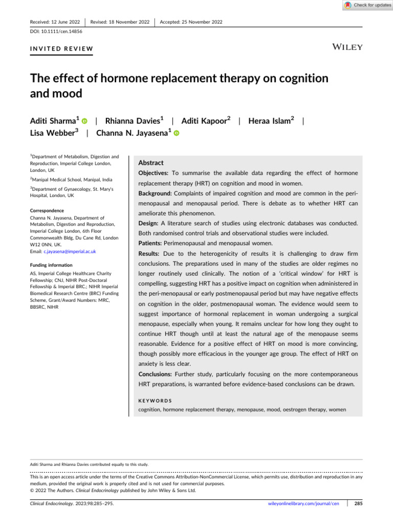 Clinical Endocrinology - 2022 - Sharma - The effect of hormone ...