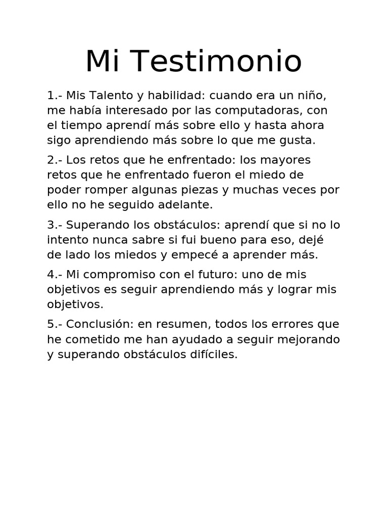 Mi Testimonio | PDF
