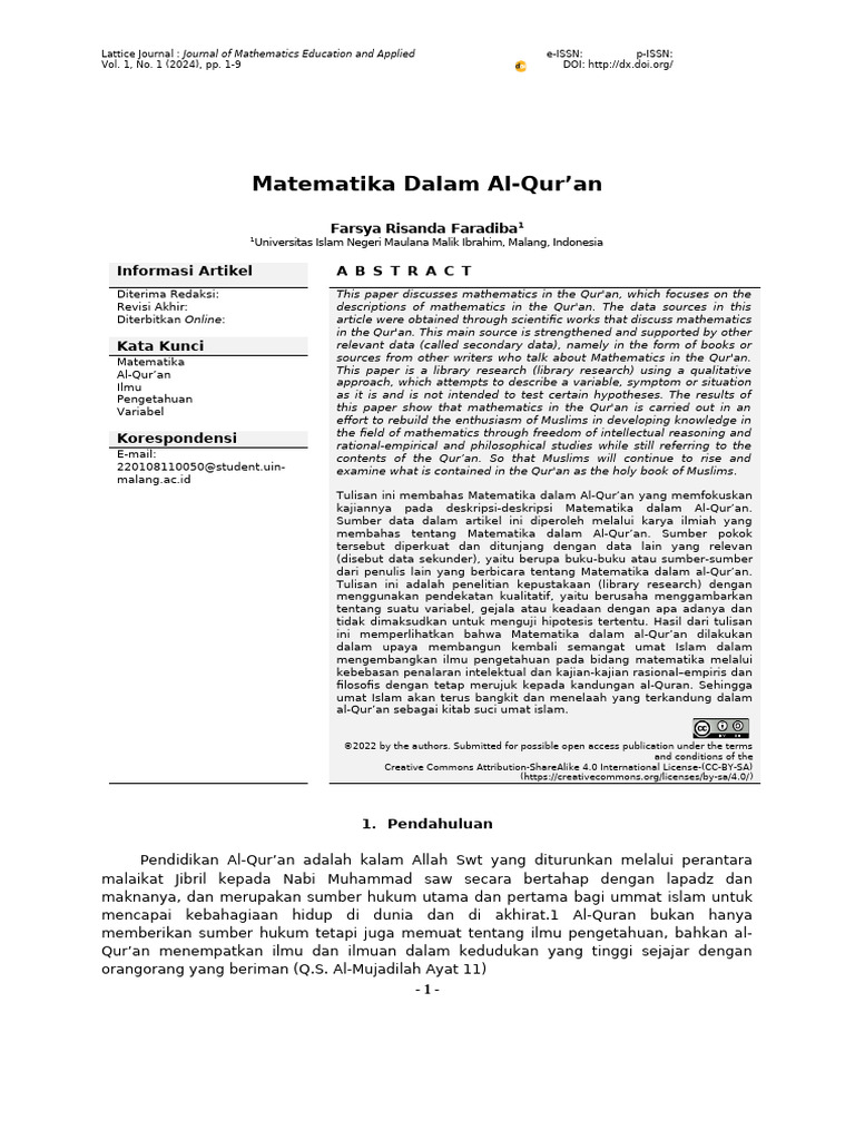 Matematika Dan Al-Quran | PDF