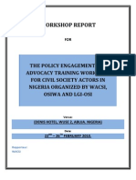 Policy Advocacy and Engagement Training Narrative Report - Abuja Nigeria 1 (Feb 2010)