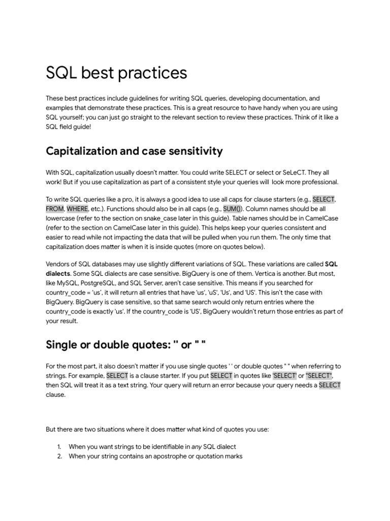 DAC3-In-depth-guide_-SQL-best-practices | PDF | Sql | Regular Expression