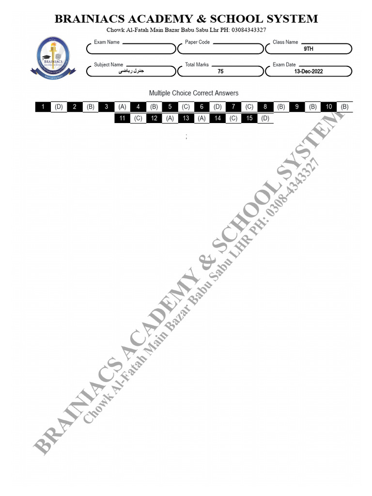 9th gen math ch 1 to 4 key pdf