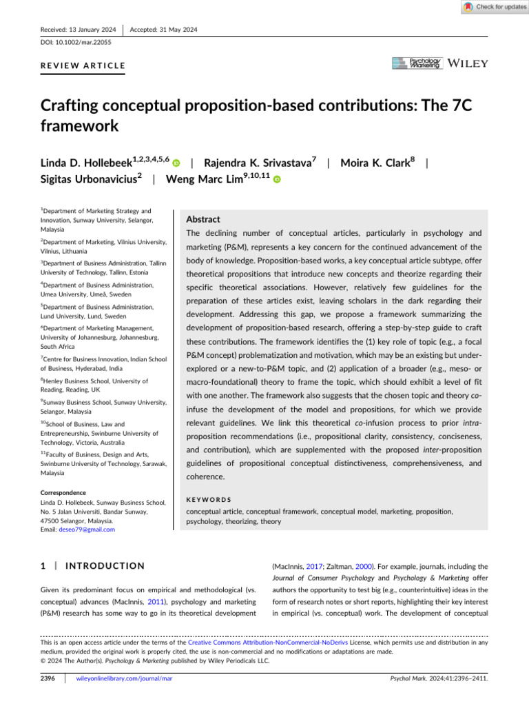 7C Framework for Proposition-Based Research | PDF | Theory | Concept