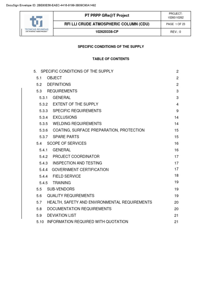 PT PRPP GRe@T Project Supply Conditions | PDF | Specification ...