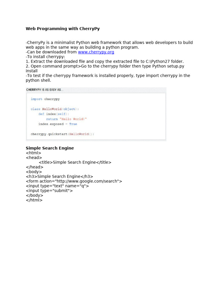 Web Programming With CherryPy | PDF