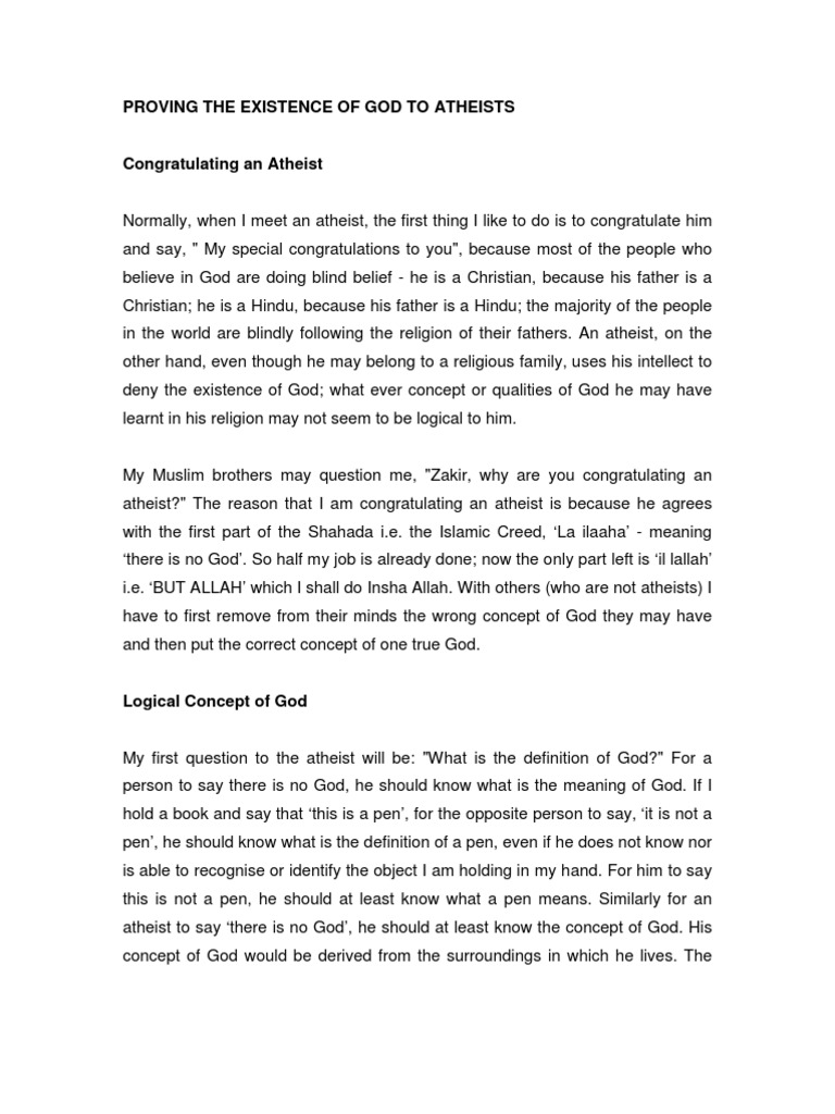 Proving God to Atheists: A Logical Approach | PDF | Atheism | Existence ...