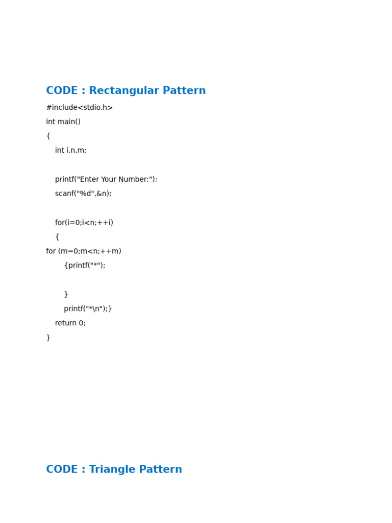 C Code for Star Patterns | PDF