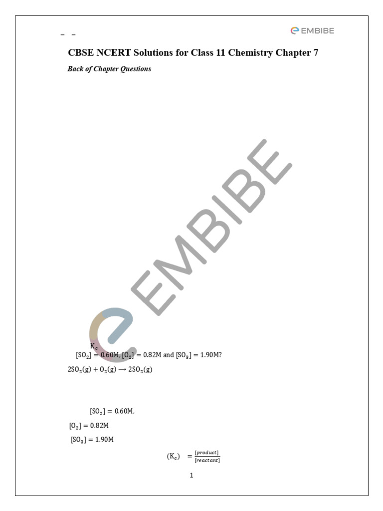 Chemistry Ch-07 240129 230822 | PDF | Chemical Equilibrium | Vapor