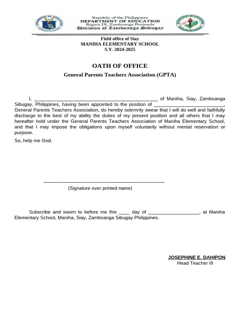 Oath Of Office Pdf