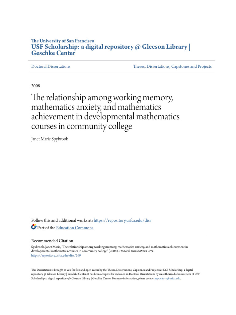 The Relationship Among Working Memory Mathematics Anxiety and M | PDF ...