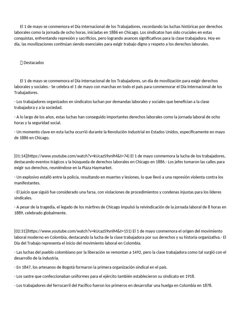El 1 de Mayo Se Conmemora El Día Internacional de Los Trabajadores ...