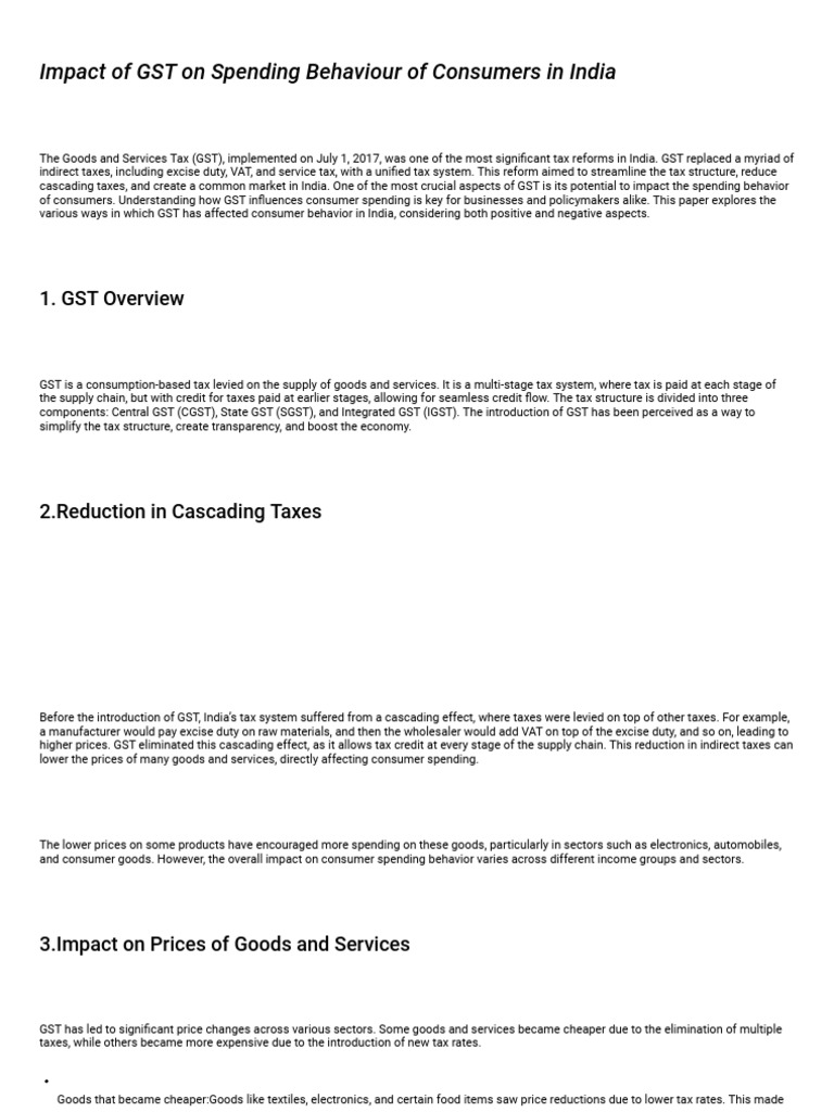 Impact on gst in INDIA | PDF | Taxes | Value Added Tax