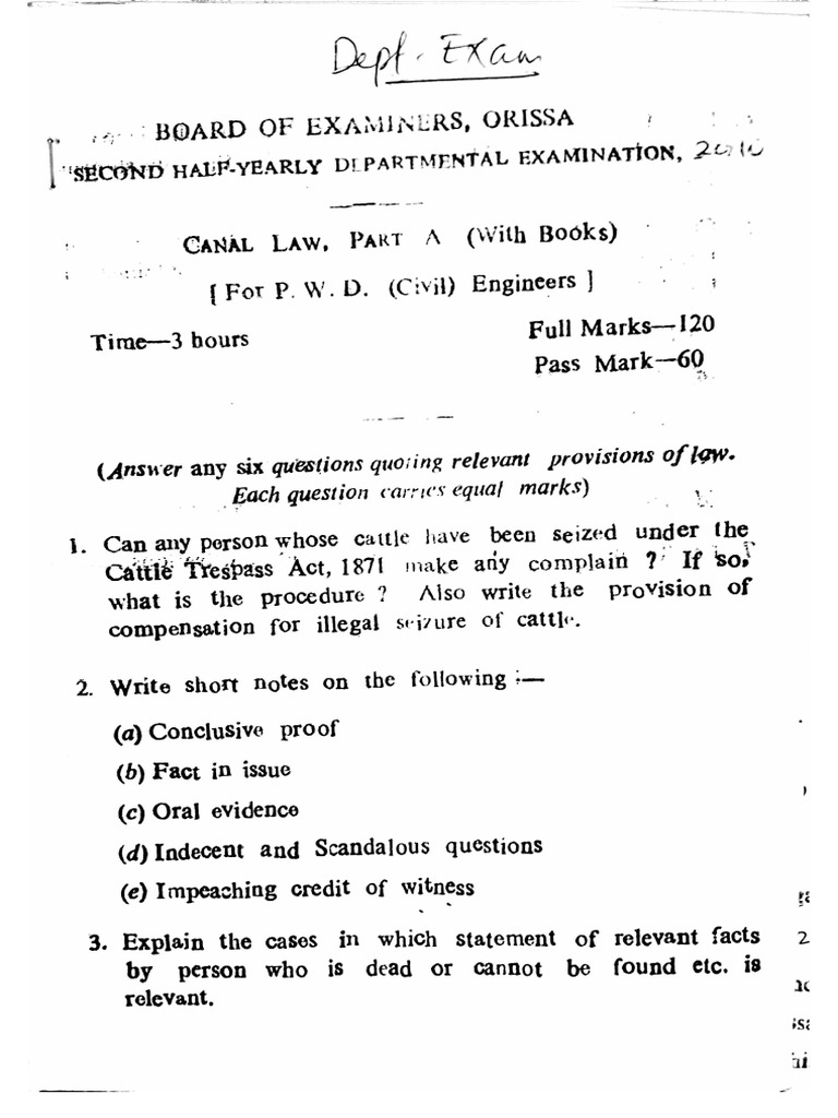 Dept Exam Question | PDF