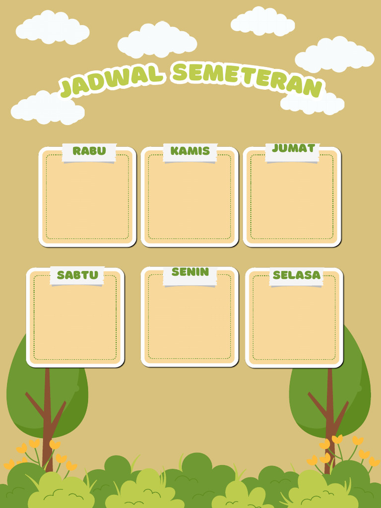 Kuning Dan Hijau Ilustrasi Lucu Jadwal Pelajaran Dokumen A4 | PDF