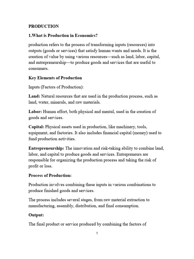 Production | PDF | Factors Of Production | Capital (Economics)