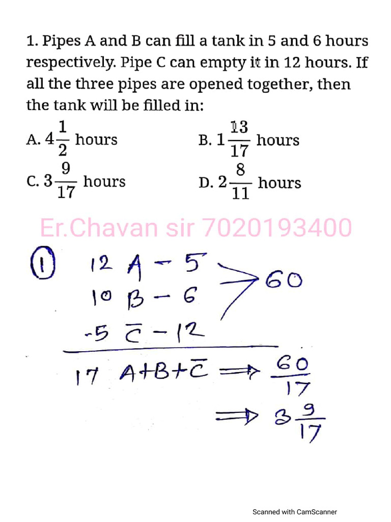 Pipe And Cistern By Chavan Sir Pdf