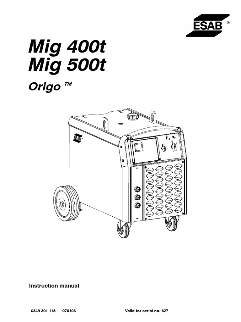 Origo Mig 400t/500t Instruction Manual | PDF | Welding | Construction