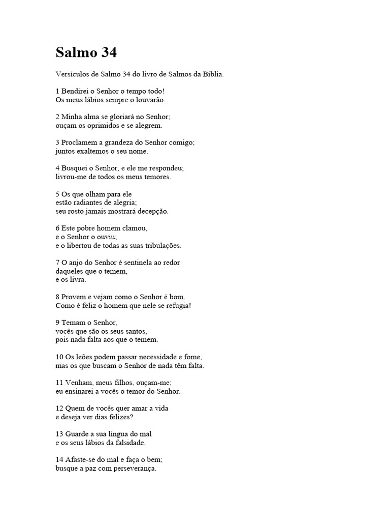 Salmo 34: Louvor e Libertação | PDF