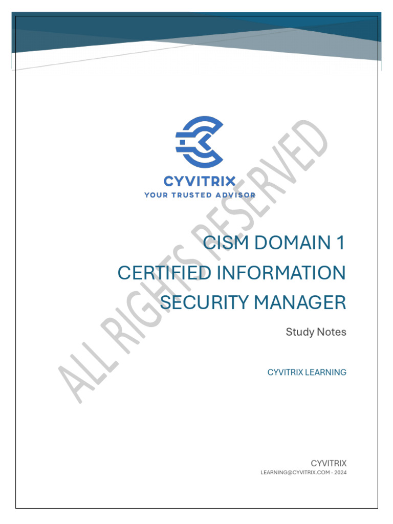 Cism+Domain+1+ +Study+Notes+ +Cyvitrix+Learning+ +2024 | PDF ...