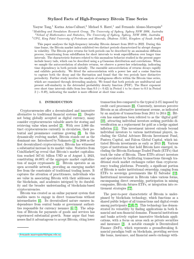 High-Frequency Bitcoin Time Series Analysis | PDF | Bitcoin ...