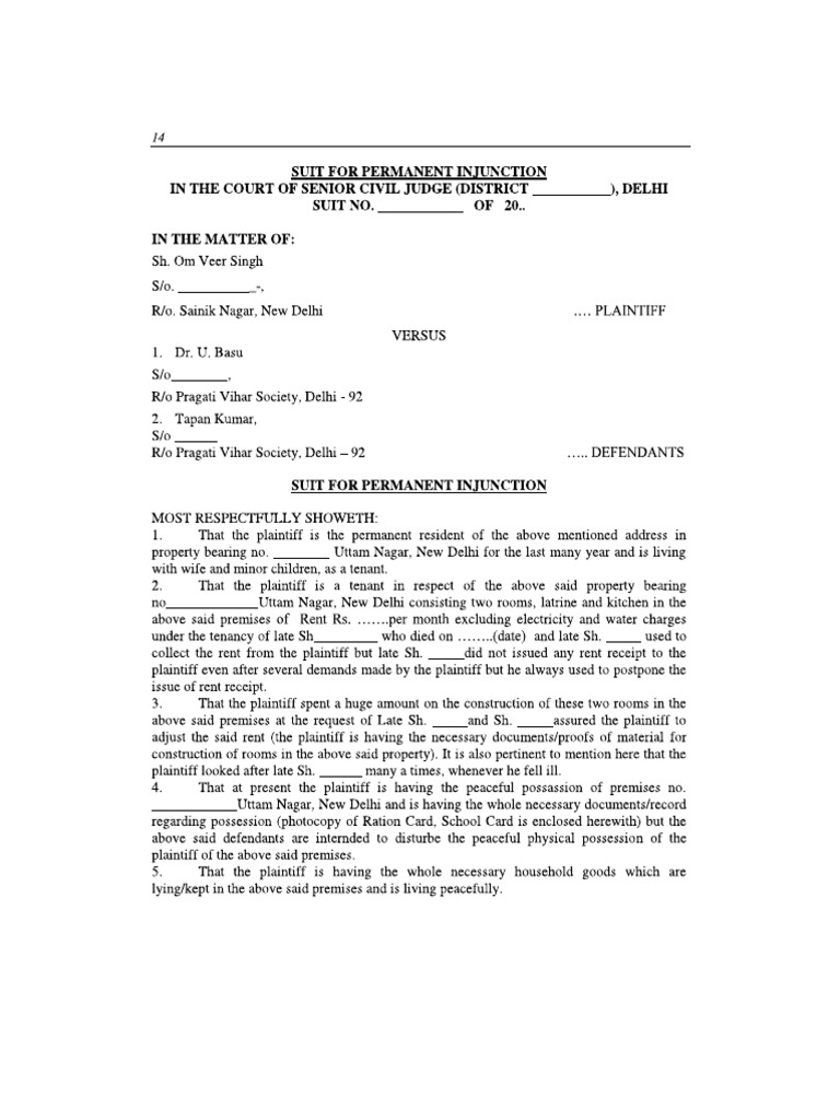 Tempory and Permanent Injuction | PDF