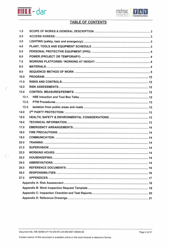 Duct Method Statement For Installation Pdf