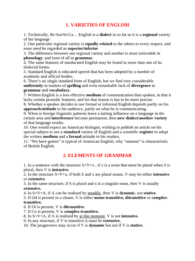 Varieties and Grammar of English | PDF | Verb | Morphology