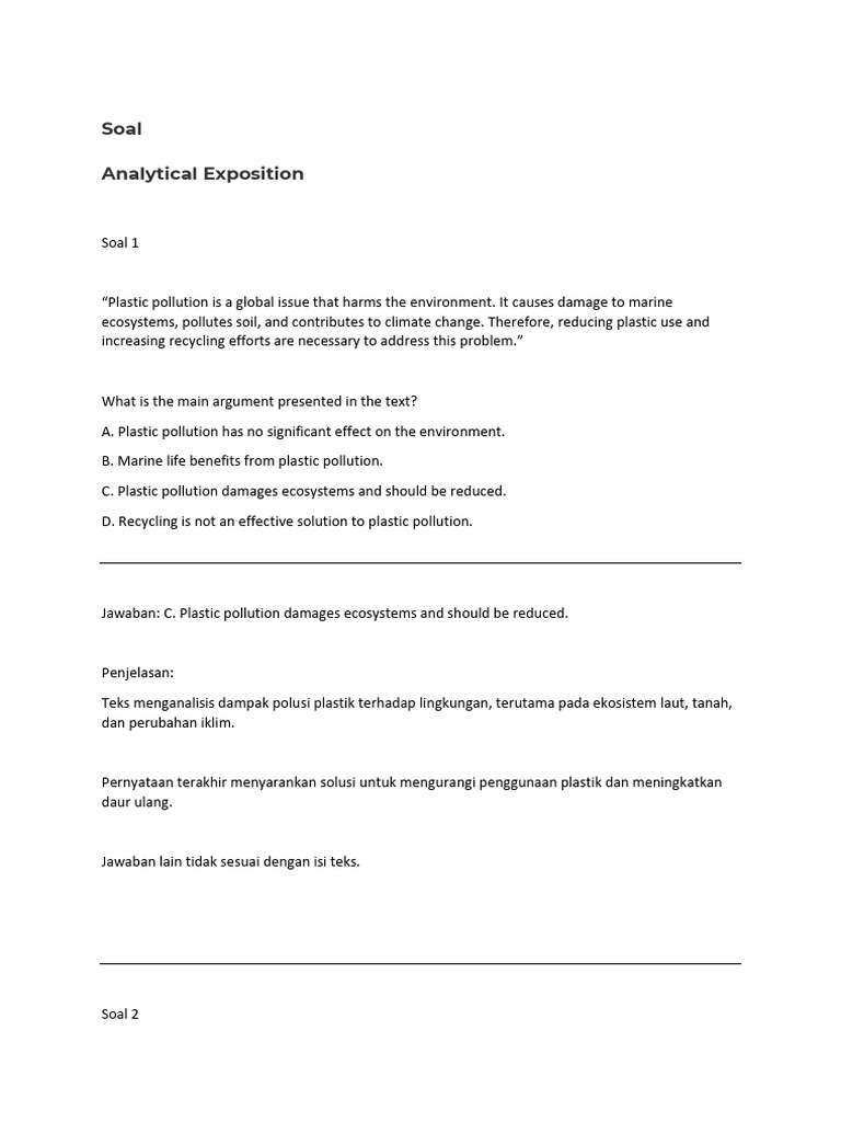 Soal dan Analisis Teks Eksposisi | PDF | Renewable Energy | Economy And ...