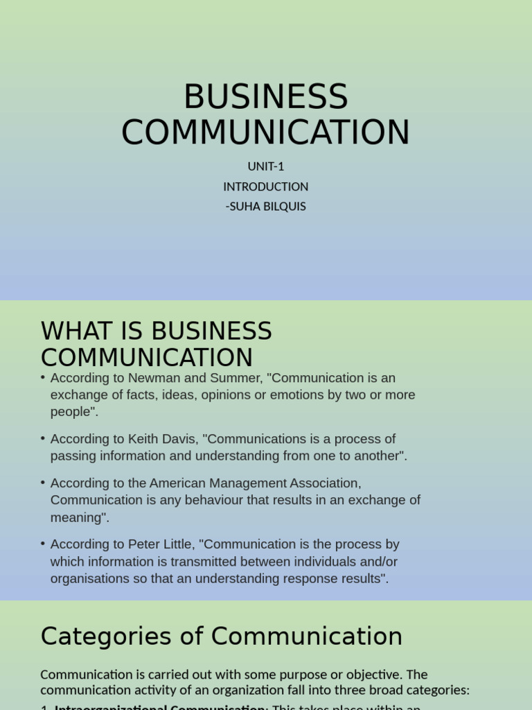 BUSINESS COMMUNICATION_UNIT 1 | PDF | Communication | Code