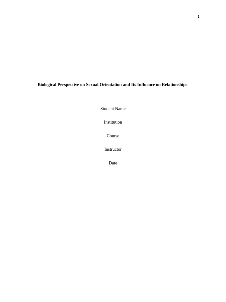 Biological Perspective On Sexual Orientation and Its Influence On ...