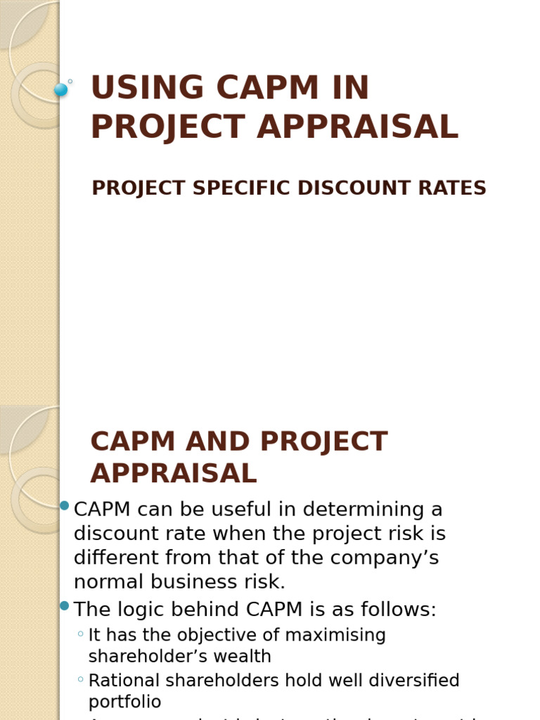 CAPM for Project Appraisal Explained | PDF | Capital Asset Pricing ...