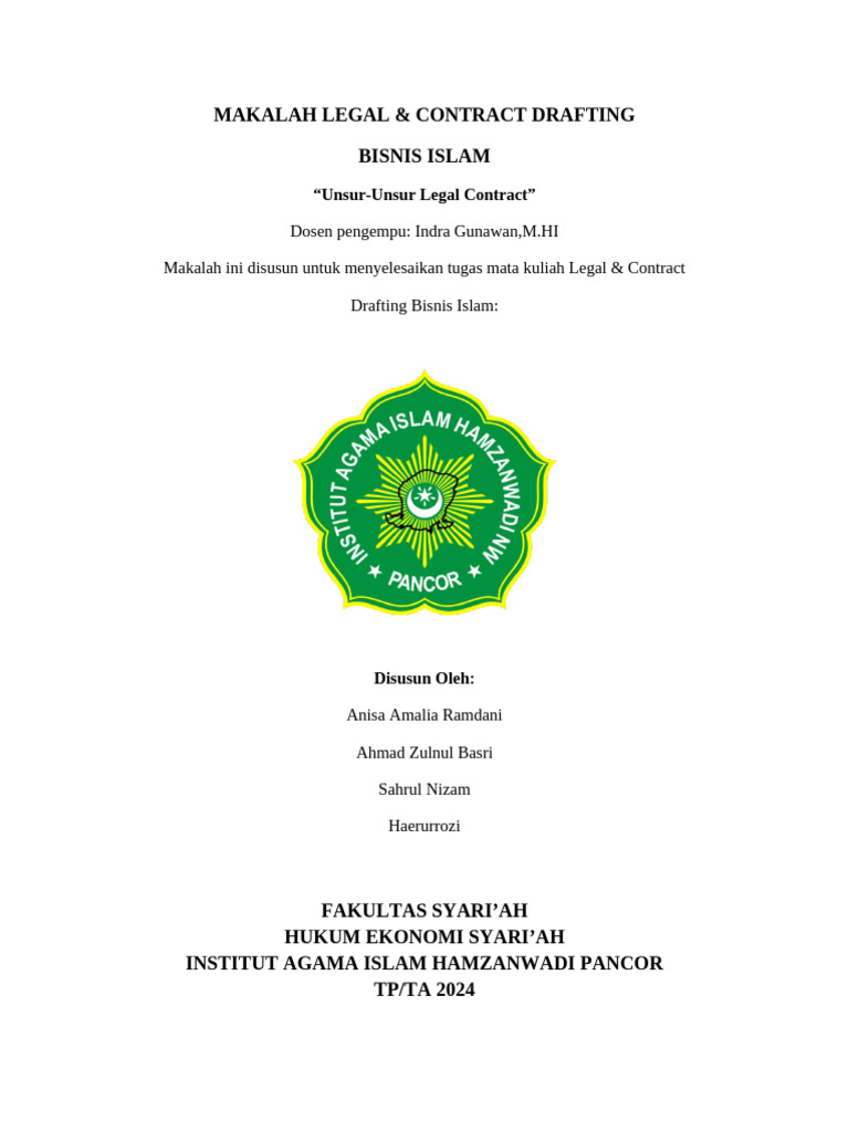 Unsur Legal Kontrak KLP 3 - 095559 | PDF