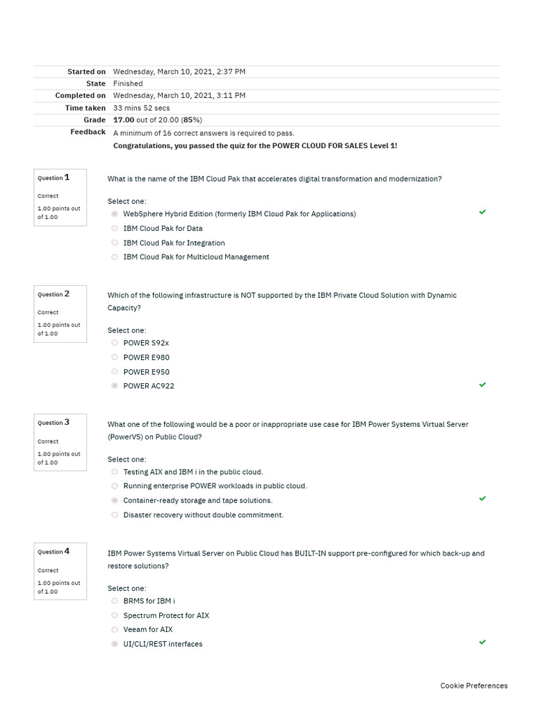 IBM Power Cloud Quiz Results and Insights | PDF | Cloud Computing | Red Hat