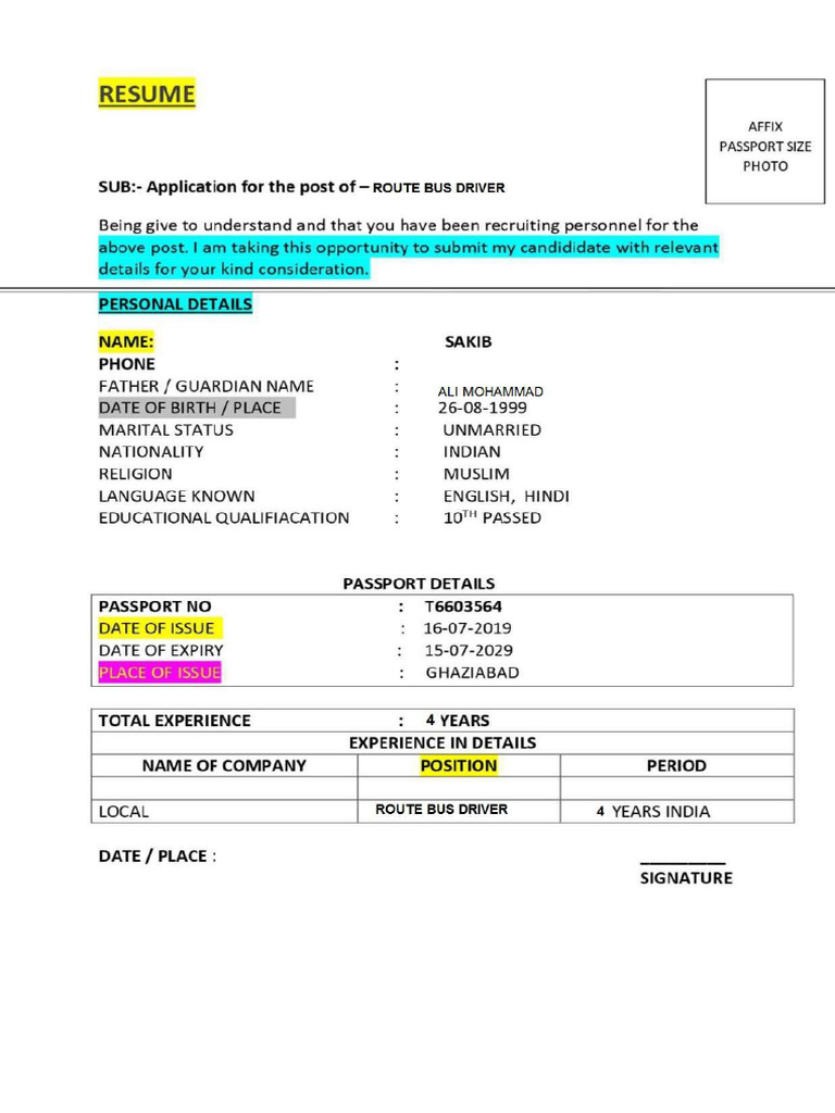 Sakib Route Bus Driver | PDF