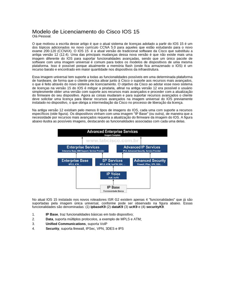 Licenciamento do Cisco IOS 15 Explicado | PDF | iOS | Redes de computadores